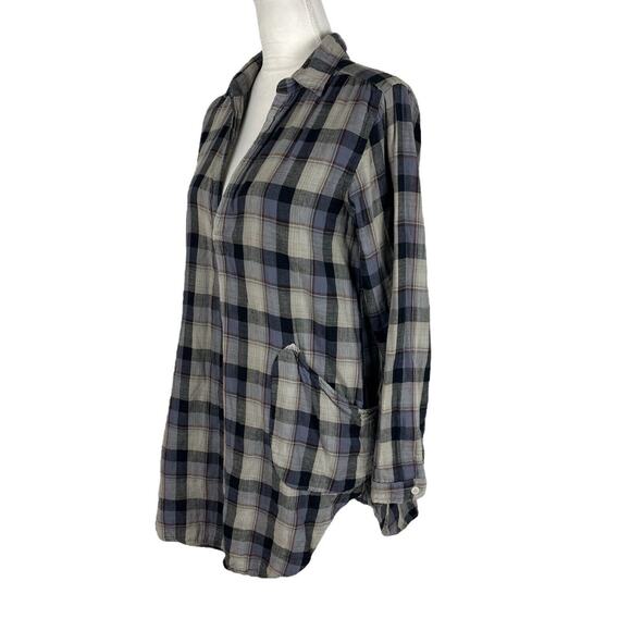 CP Shades Plaid Button Up Tunic Shirt Long Sleeve Collared Pockets Size XS - Picture 4 of 6
